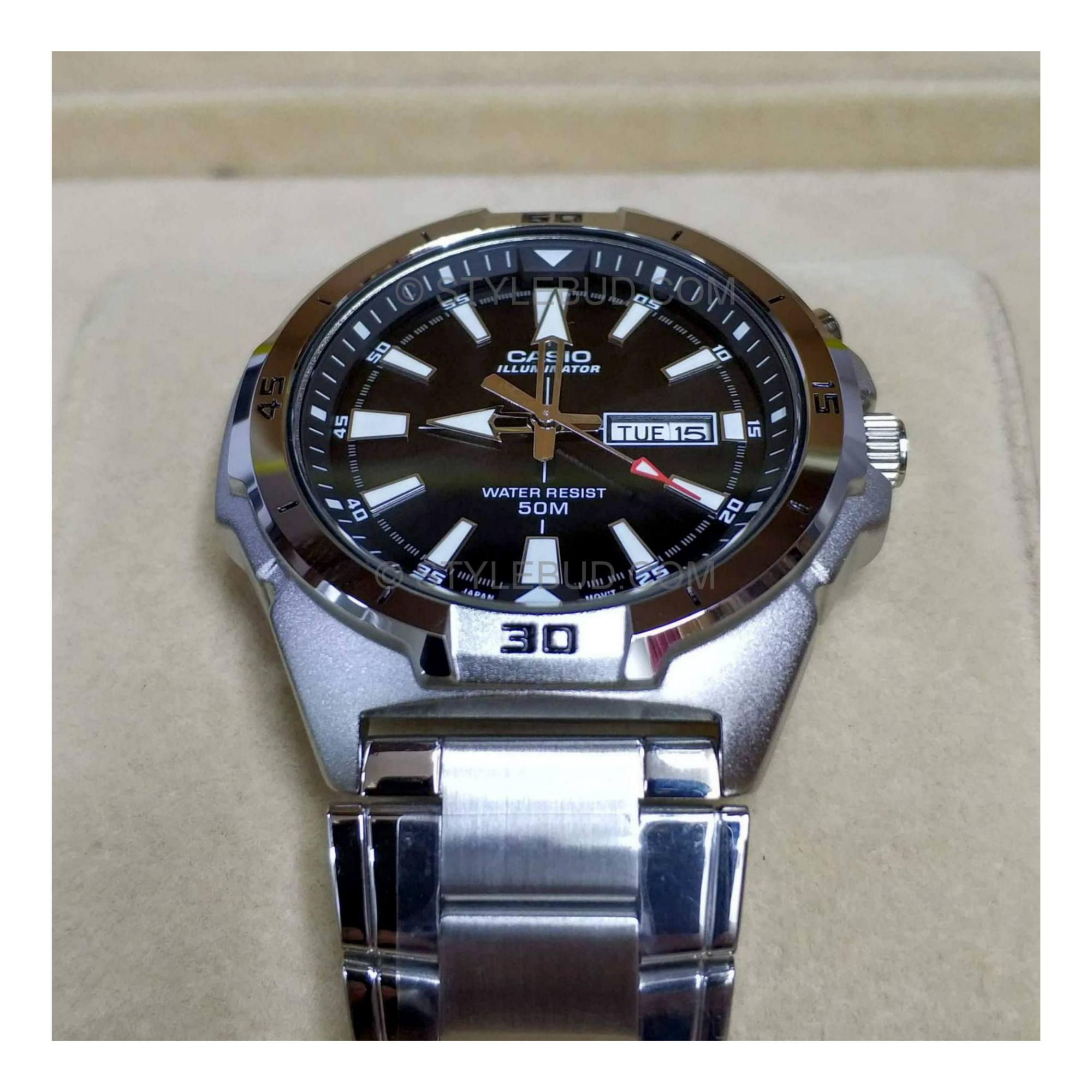 Casio Enticer Day Date Illuminator Chain Watch MTP-E203D-1AVDF