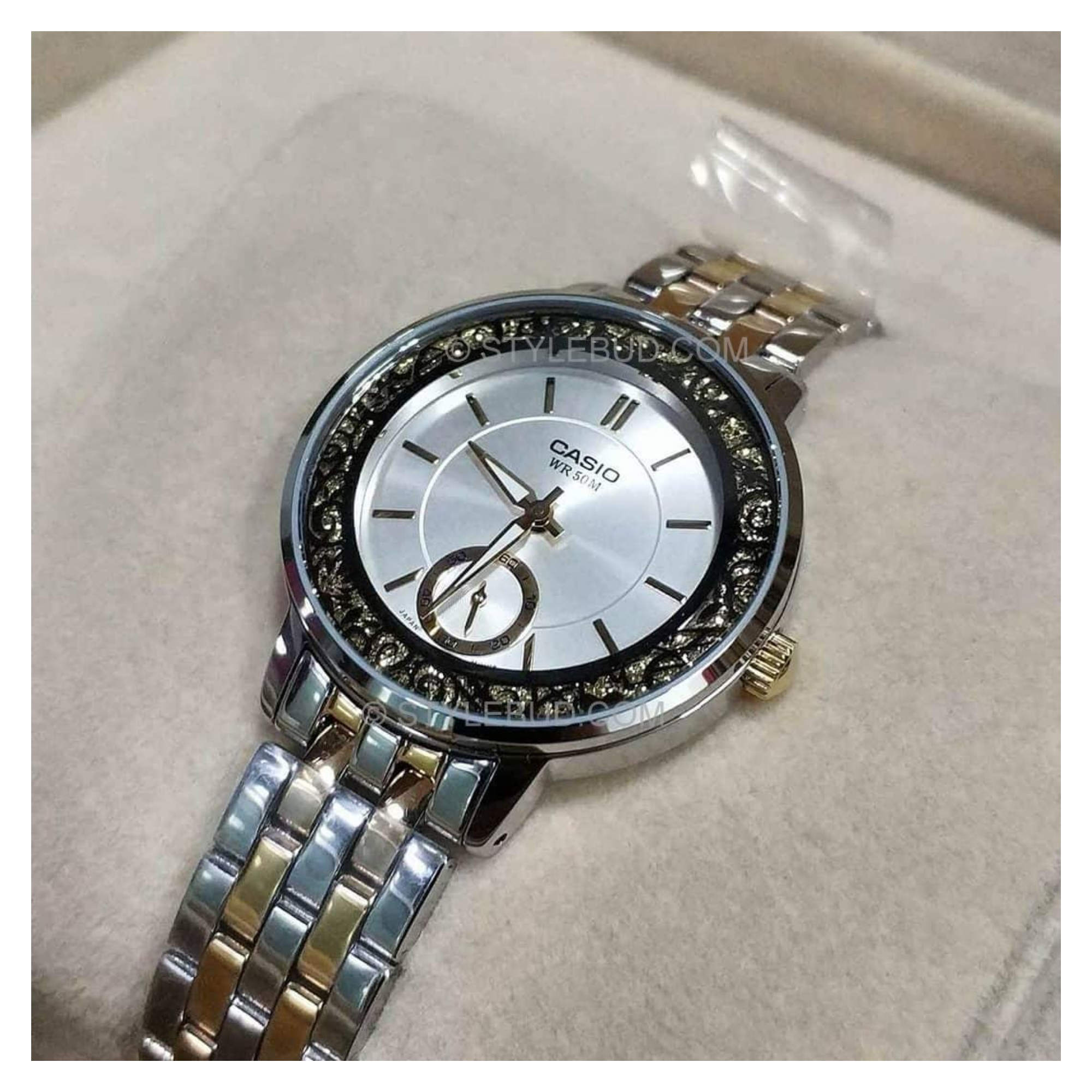 Casio Enticer Two Tone Ladies Chain Watch LTP-E408SG-7AVDF