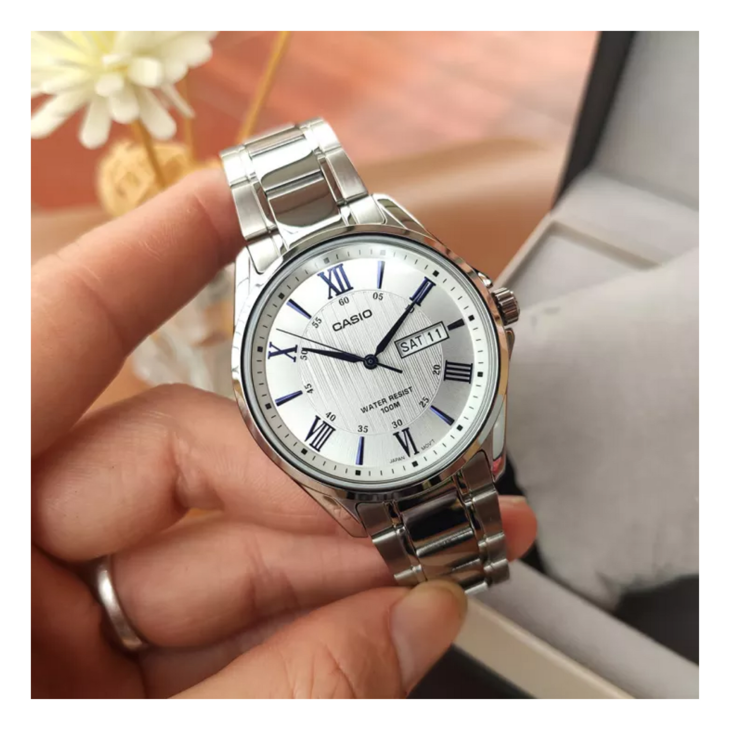 Casio Enticer Day Date Stainless Steel Chain Watch MTP-1384D-7A2VDF