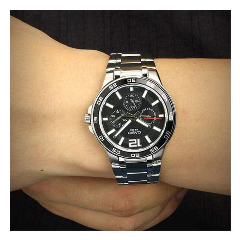 Casio Enticer Multifunction Stainless Steel Chain Watch MTP-1300D-1AVDF