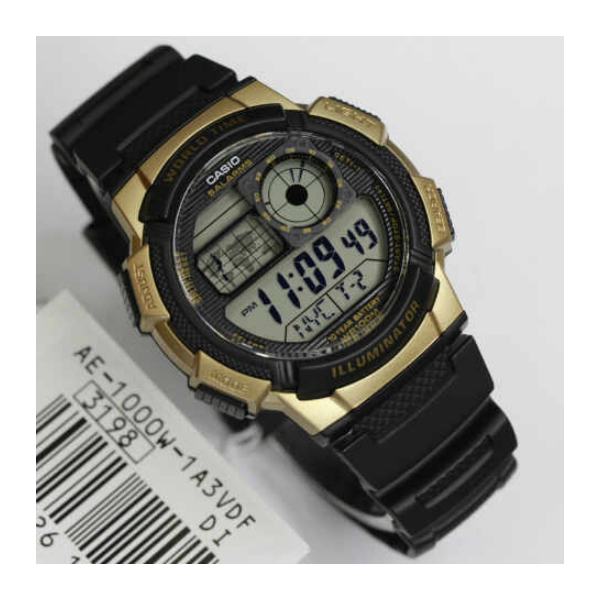 Casio Youth World Time Digital Resin Belt Watch AE-1000W-1A3VDF