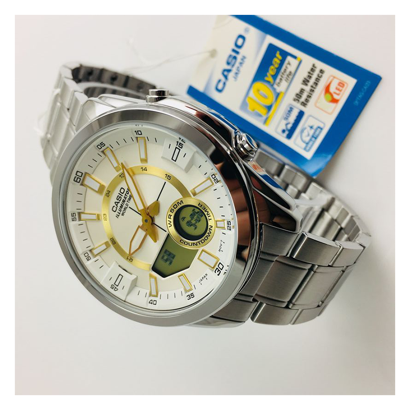 Casio Enticer Dual Time Multifunction Chain Watch AMW-810D-9AVDF