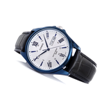 Casio Enticer Day Date Blue Leather Belt Watch MTP-1384BUL-7AVDF