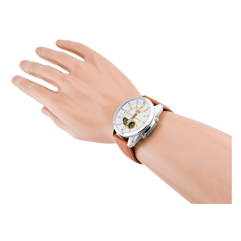 Casio Enticer Dual Time Multifunction Leather Belt Watch AMW-810L-5AVDF