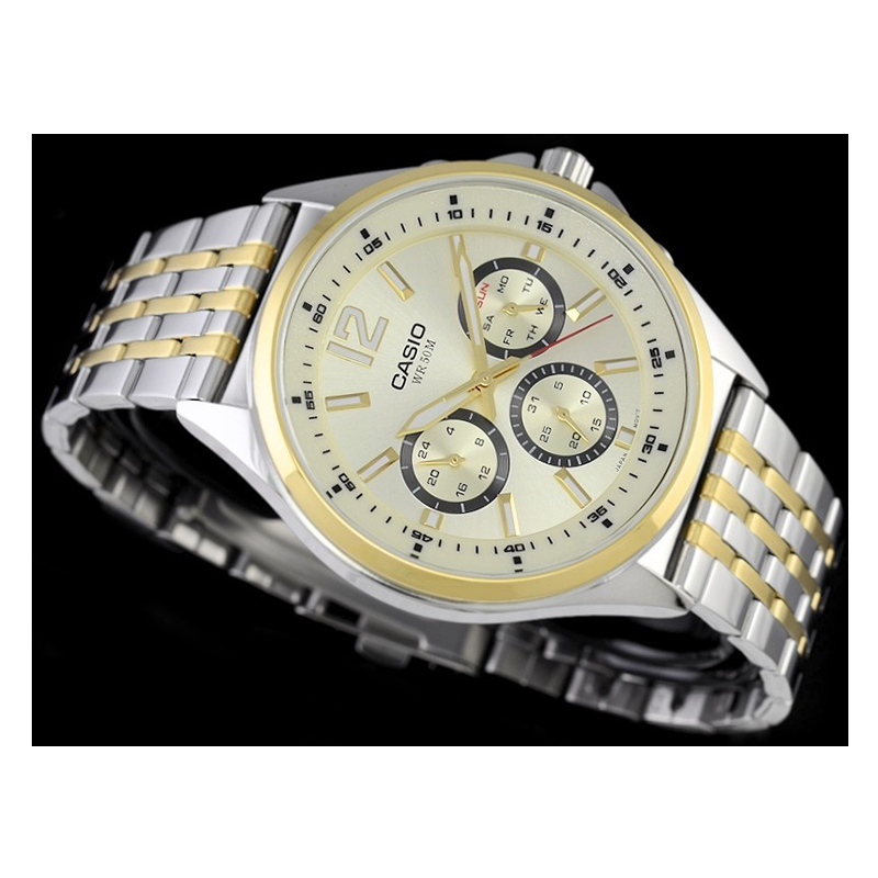 Casio Enticer Multifunction Stainless Steel Two Tone Chain Watch MTP-E303SG-9AVDF