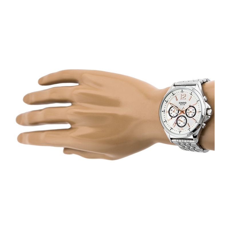 Casio Enticer Multifunction Stainless Steel Silver Chain Watch MTP-E303D-7AVDF