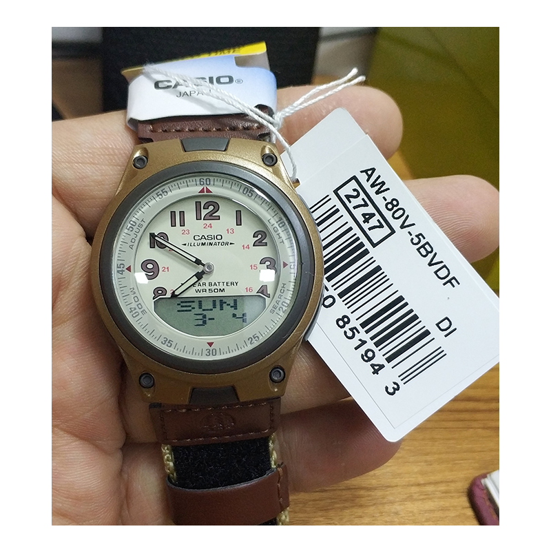 Casio Youth Dual Time Nylon Belt Watch AW-80V-5BVDF