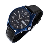 Casio Enticer Day Date Blue Leather Belt Watch MTP-1384BUL-1AVDF