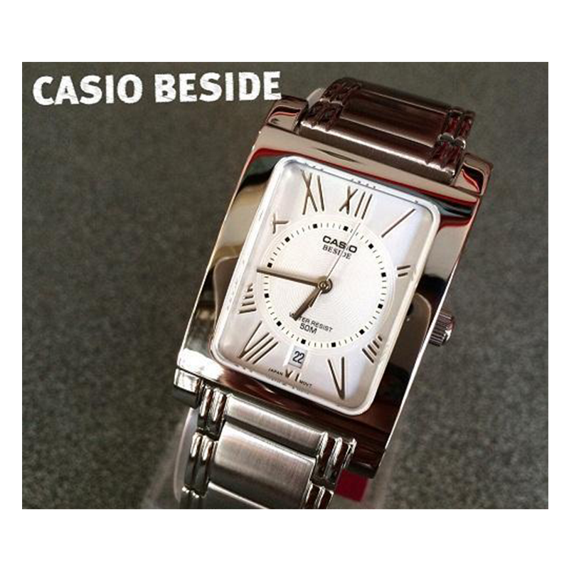 Casio Beside Date Stainless Steel Chain Watch BEM-100D-7A2VDF