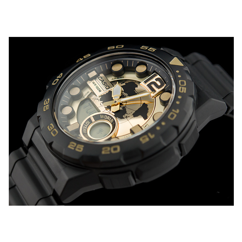 Casio Youth World Time Resin Belt Watch AEQ-100BW-9AVDF