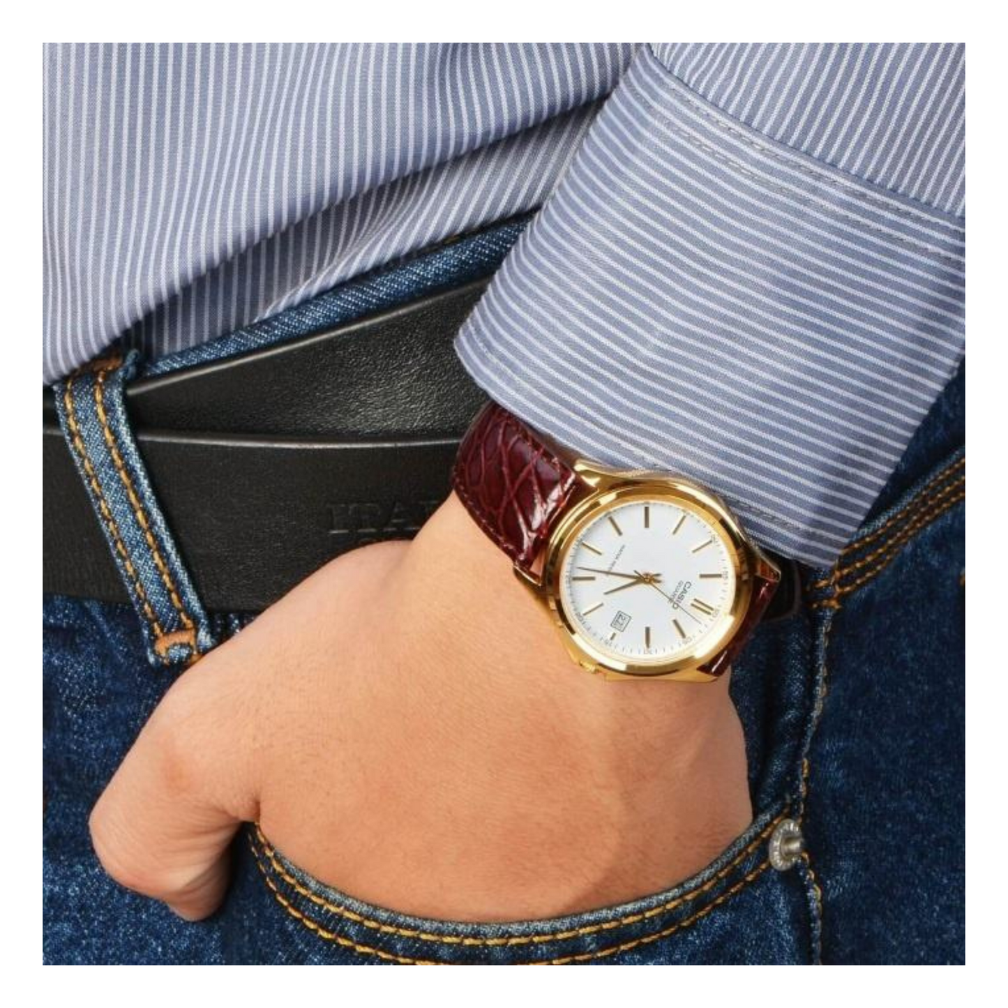 Casio Standard Date Leather Belt Watch MTP-1183Q-7ADF