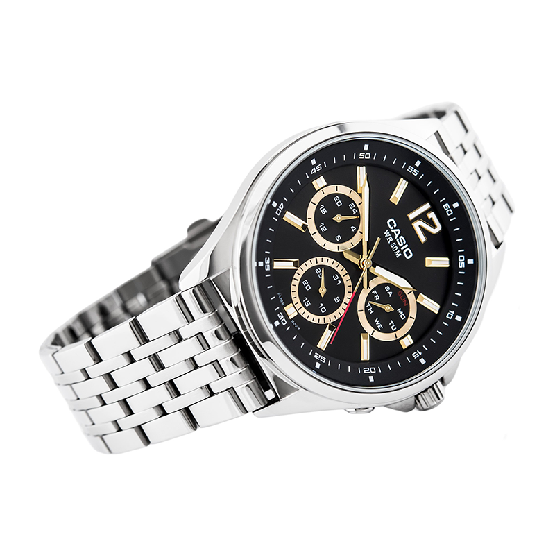 Casio Enticer Multifunction Stainless Steel Silver Chain Watch MTP-E303D-1AVDF