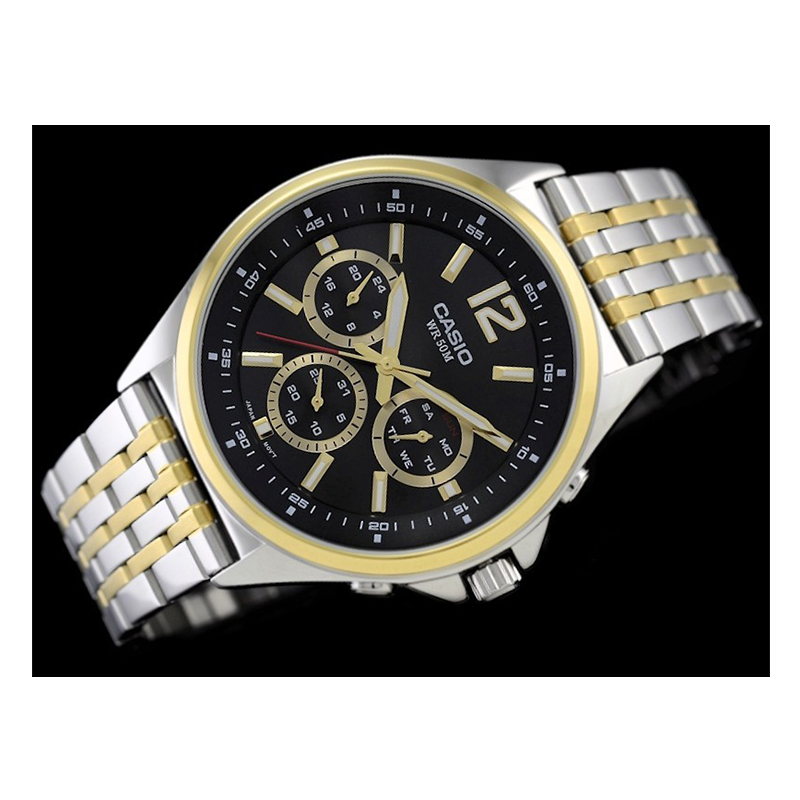 Casio Enticer Multifunction Stainless Steel Two Tone Chain Watch MTP-E303SG-1AVDF
