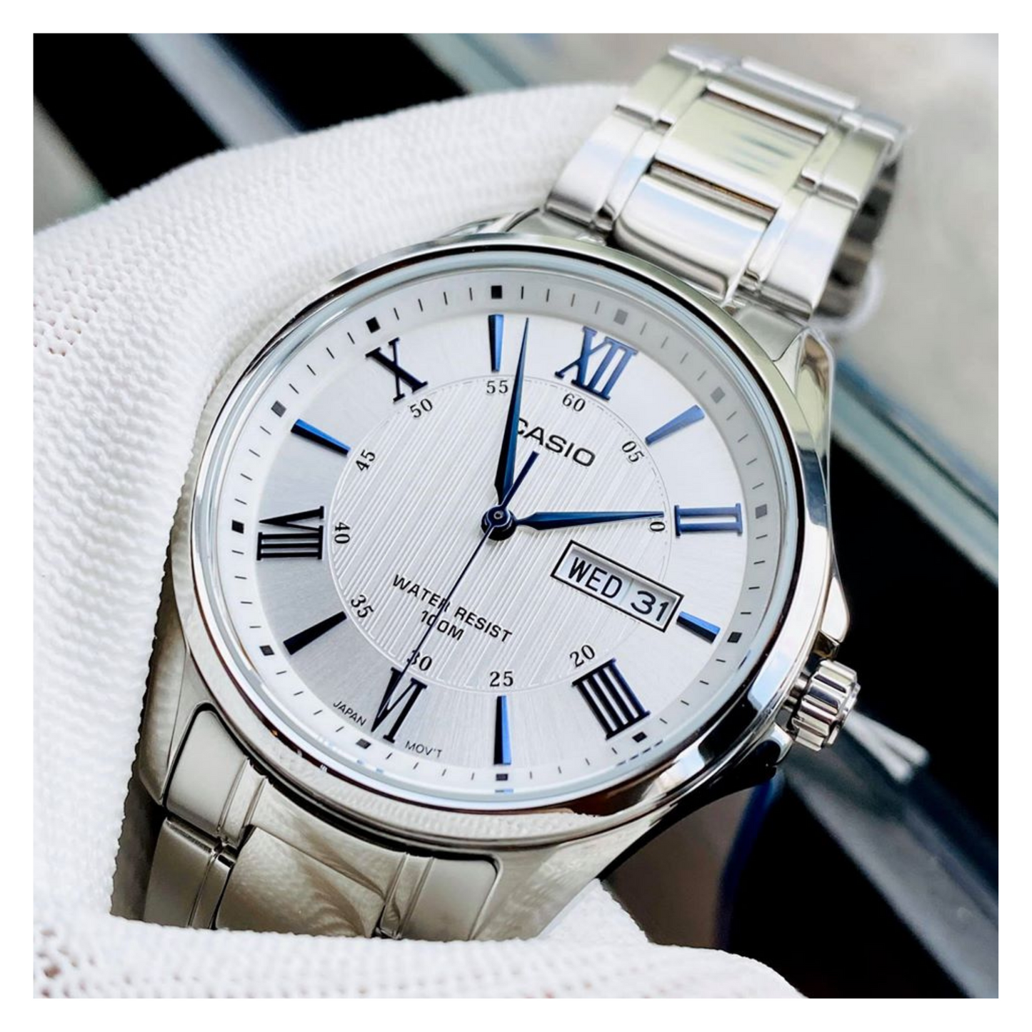 Casio Enticer Day Date Stainless Steel Chain Watch MTP-1384D-7A2VDF