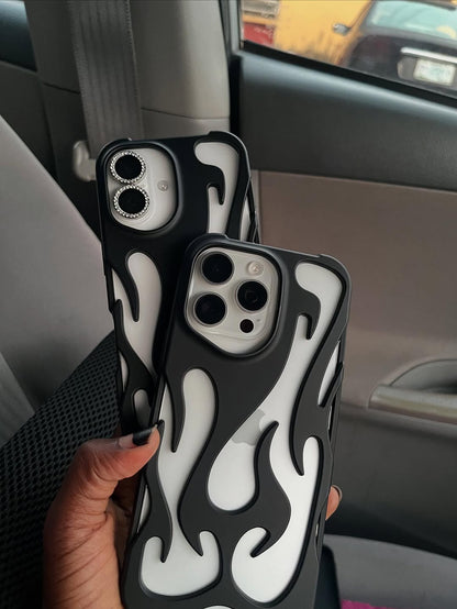 Hollow Flame Cut-Out iPhone Case – Shockproof Stylish Cover