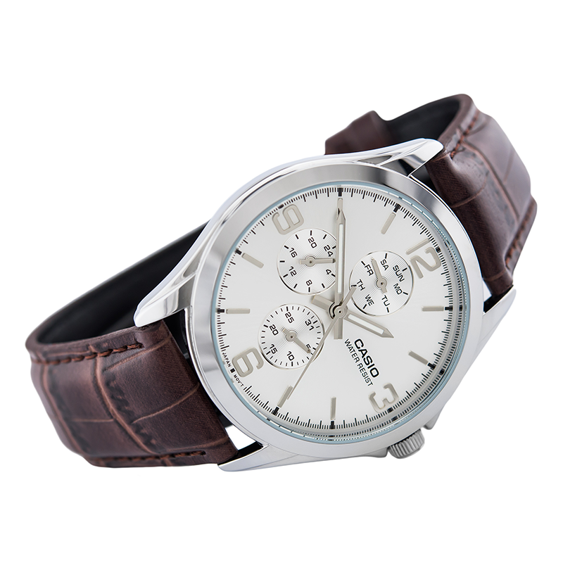 Casio Enticer Multifunction Silver Belt Watch MTP-V301L-7AUDF