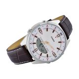 Casio Enticer Dual Time Stainless Steel Leather Belt Watch AMW-830L-7AVDF