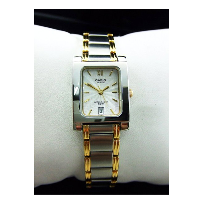 Casio Beside Date Stainless Steel Two Tone Ladies Chain Watch BEL-100SG-7AVDF
