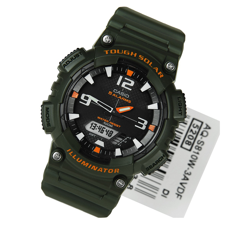 Casio Youth Tough Solar Dual Time Resin Belt Watch AQ-S810W-3AVDF