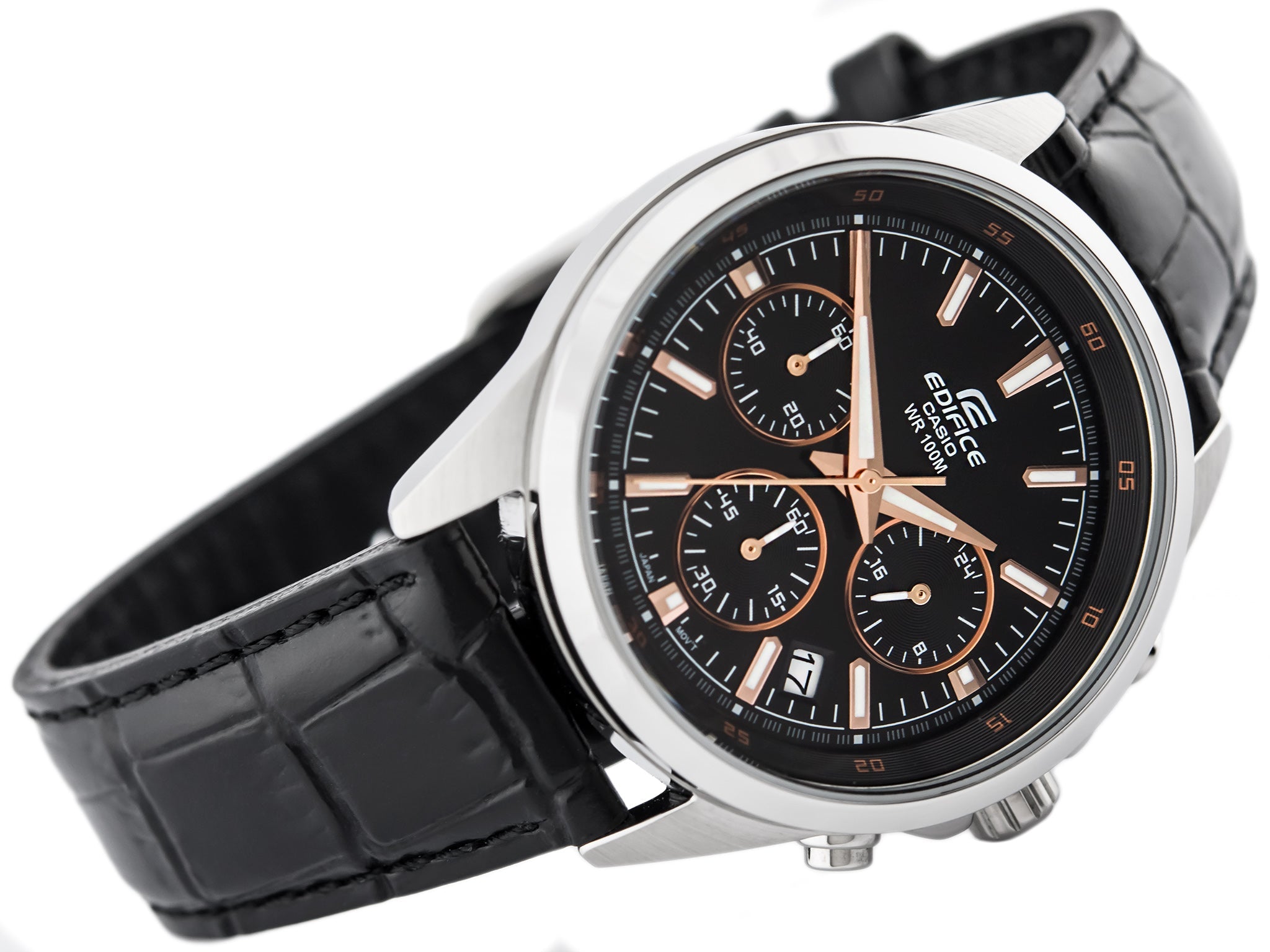 Casio Edifice Chronograph Stainless Steel Leather Belt Watch EFR-527L-1AVDF