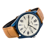 Casio Enticer Day Date Blue Leather Belt Watch MTP-1384BUL-9AVDF