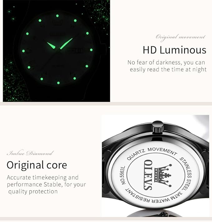 OLEVS 5563 Two-Tone Stainless Steel Analog Watch – Water Resistant