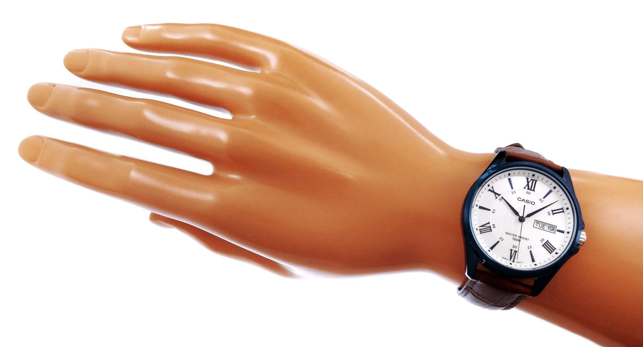 Casio Enticer Day Date Blue Leather Belt Watch MTP-1384BUL-5AVDF