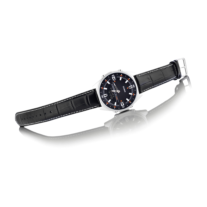 Casio Enticer Dual Time Stainless Steel Leather Belt Watch AMW-830L-1AVDF