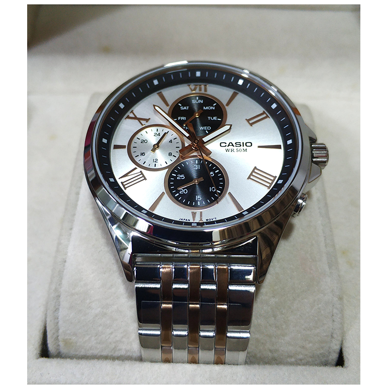 Casio Enticer Multifunction Stainless Steel Chain Watch MTP-E316RG-7AVDF