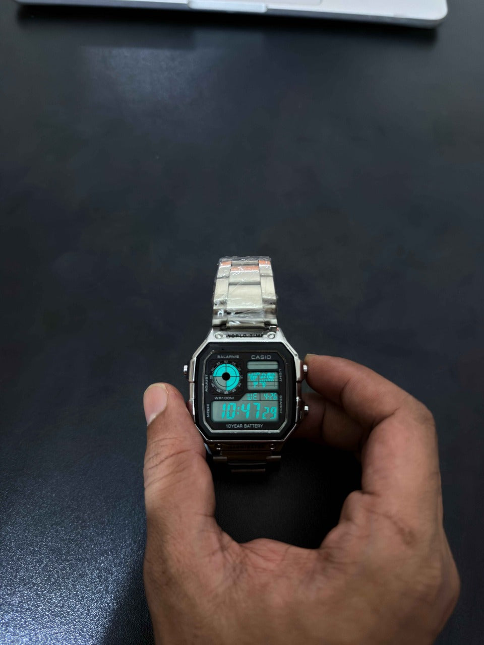 Casio AE-1200WHD-1AVDF Youth World Time Digital Stainless Steel Band Watch - Silver Color