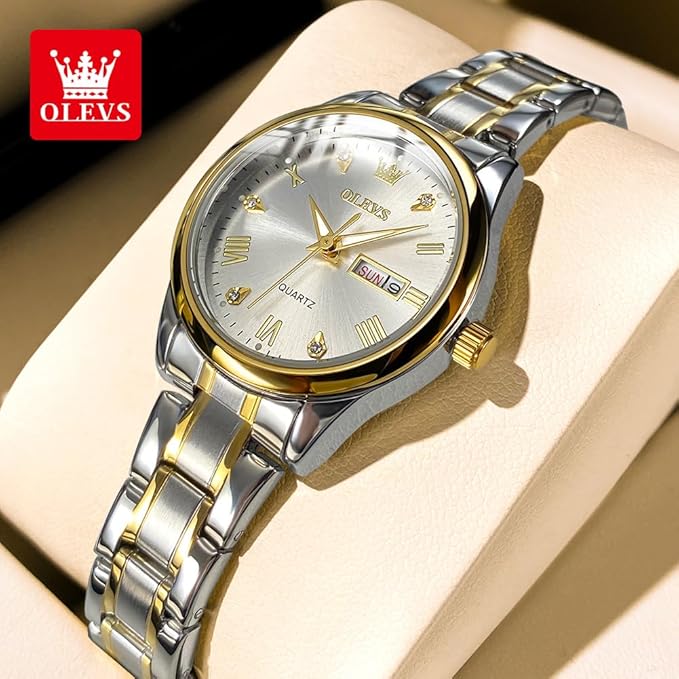 OLEVS 5563 Two-Tone Stainless Steel Analog Watch – Water Resistant
