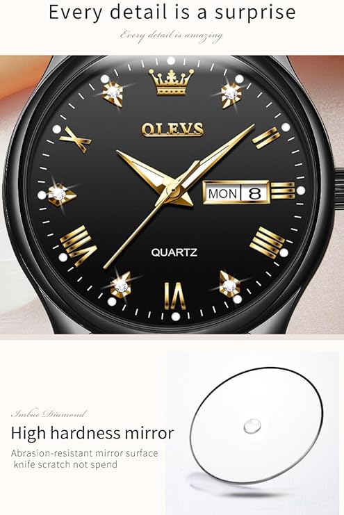 OLEVS 5563 Two-Tone Stainless Steel Analog Watch – Water Resistant