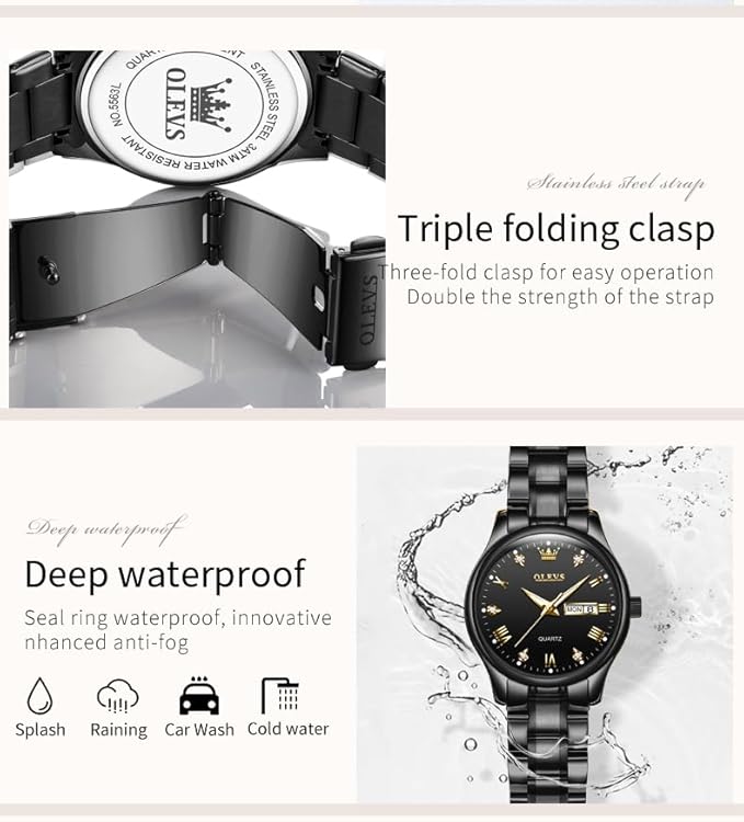 OLEVS 5563 Two-Tone Stainless Steel Analog Watch – Water Resistant