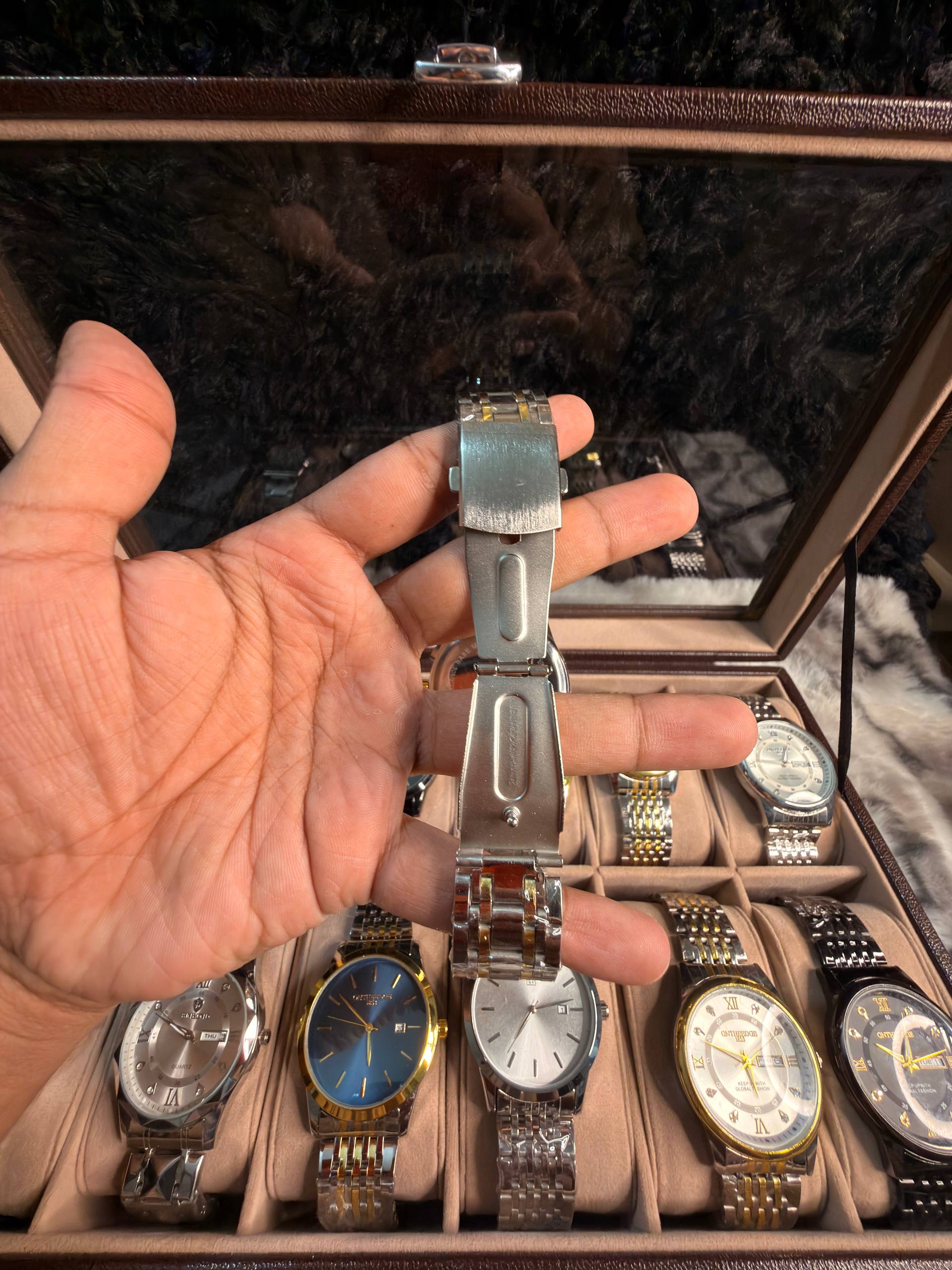 BINBOND B1236 Classic Quartz Luminous Watch – Stainless Steel, Moon Phase, 3BAR Water Resistant