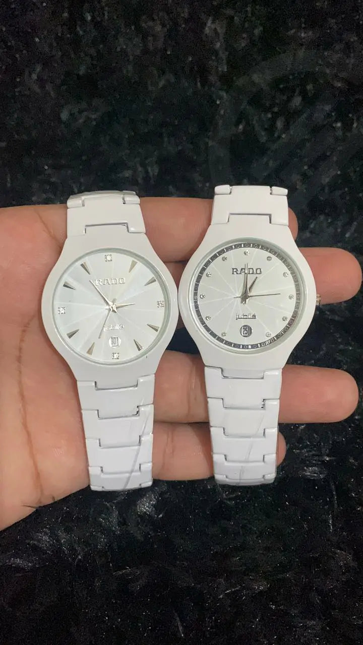 RADO White Stainless Steel Quartz Unisex Watch with Date