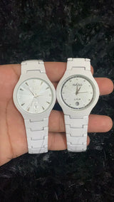 RADO White Stainless Steel Quartz Unisex Watch with Date