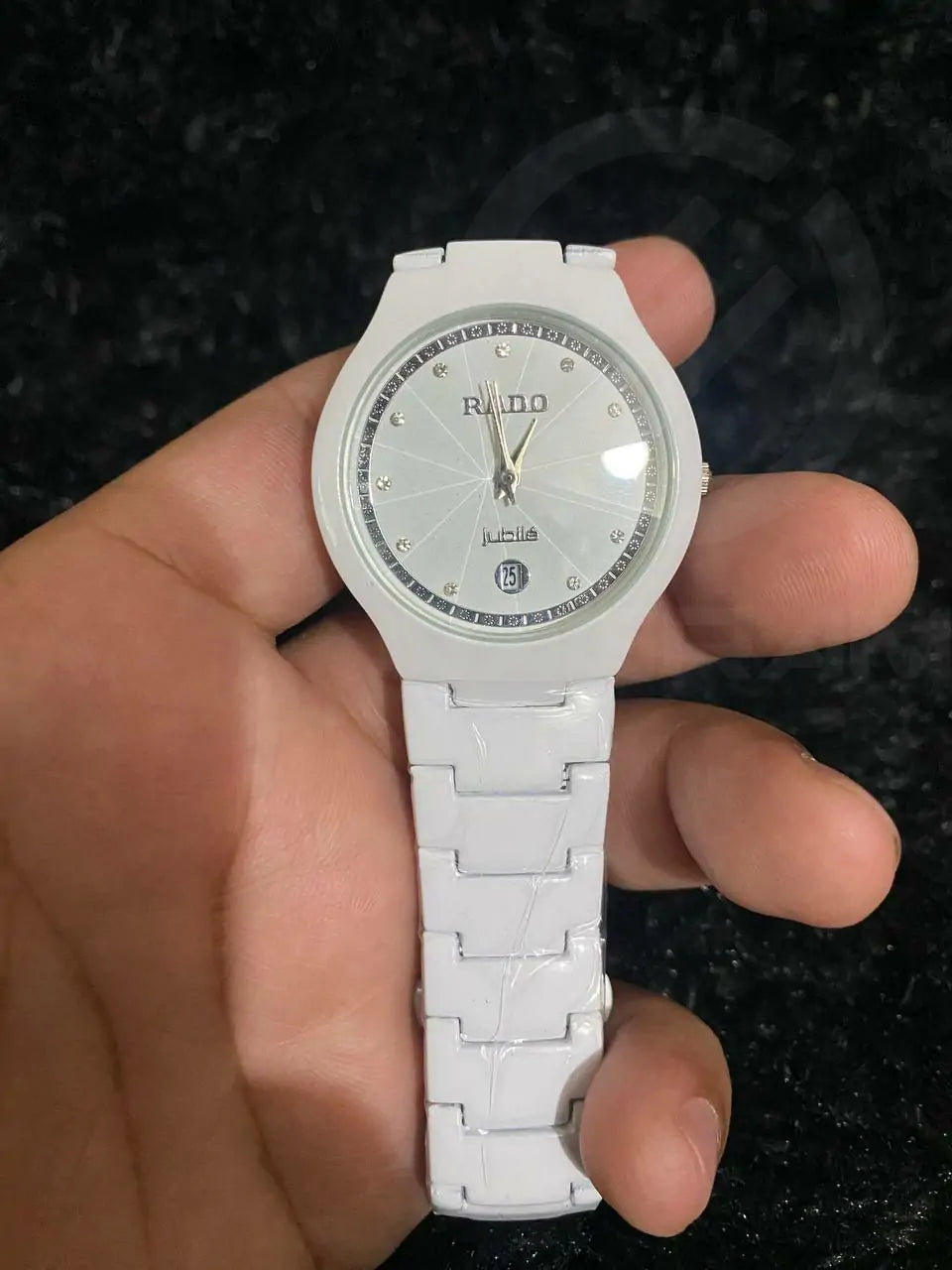 RADO White Stainless Steel Quartz Unisex Watch with Date