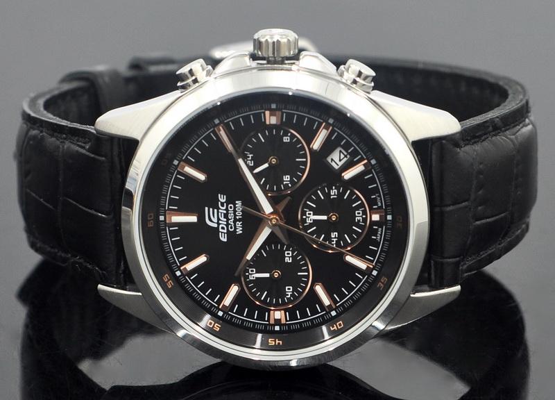 Casio Edifice Chronograph Stainless Steel Leather Belt Watch EFR-527L-1AVDF