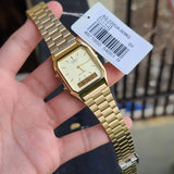 Casio Vintage Dual Time Watch - AQ-230GA-9DMQ, Stainless Steel Band, Gold CASIO