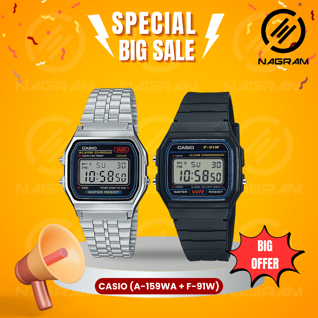 CASIO A-159WA + F-91W COMBO OFFER – Vintage Look, Premium Quality
