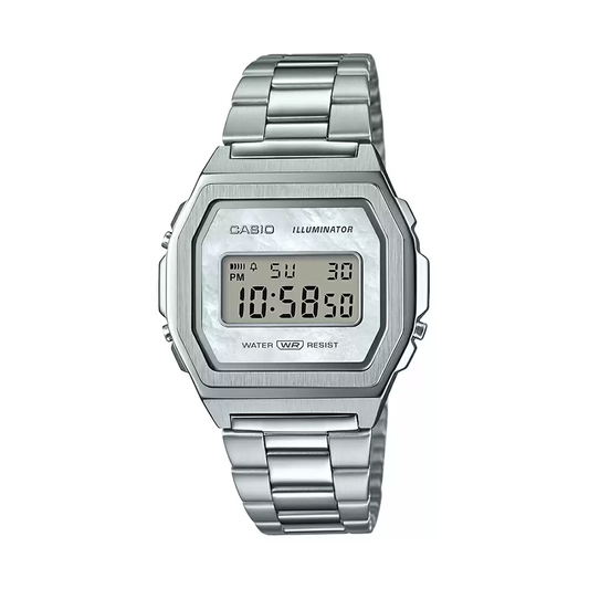 Casio Vintage Illuminator Stainless Steel Silver Chain Watch A1000D-7EF
