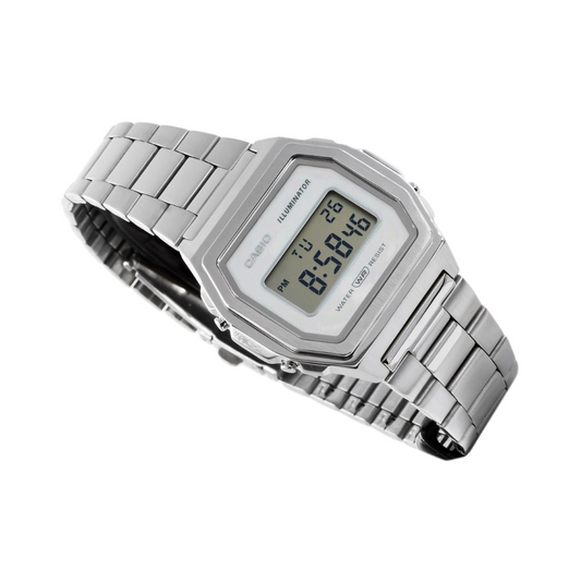 Casio Vintage Illuminator Stainless Steel Silver Chain Watch A1000D-7EF
