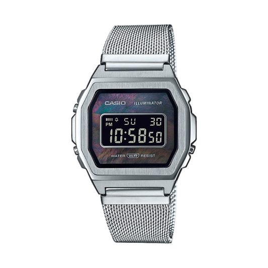 Casio Vintage Illuminator Stainless Steel Silver Mesh Chain Watch A1000M-1BEF