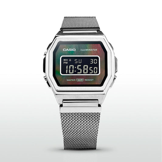 Casio Vintage Illuminator Stainless Steel Silver Mesh Chain Watch A1000M-1BEF