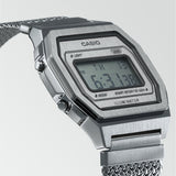 WW1915 Casio Vintage Illuminator Stainless Steel Silver Mesh Chain Watch A1000MA-7DF Casio