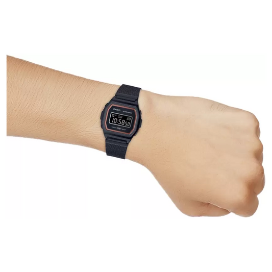 Casio Vintage Illuminator Stainless Steel Black Mesh Chain Watch A1000MB-1BEF