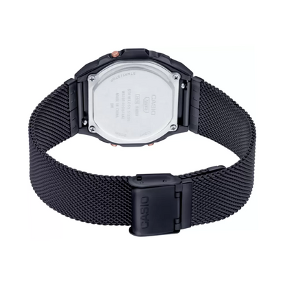 Casio Vintage Illuminator Stainless Steel Black Mesh Chain Watch A1000MB-1BEF