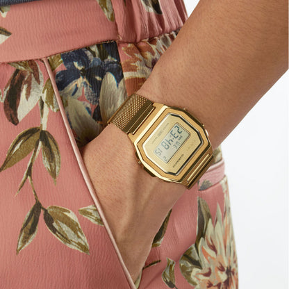 Casio Vintage Illuminator Stainless Steel Golden Mesh Chain Watch A1000MG-9EF