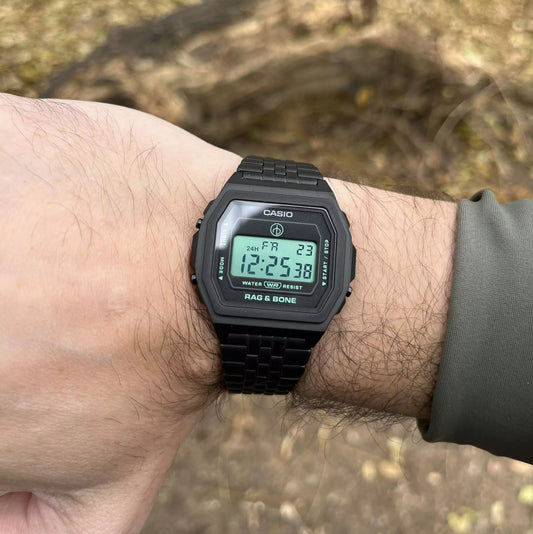 Casio Vintage Rag & Bone Illuminator Stainless Steel Black Chain Watch A1000RCB-1ER