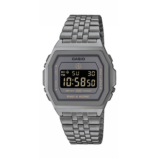 Casio Vintage Rag & Bone Illuminator Stainless Steel Gray Chain Watch A1000RCG-8BER